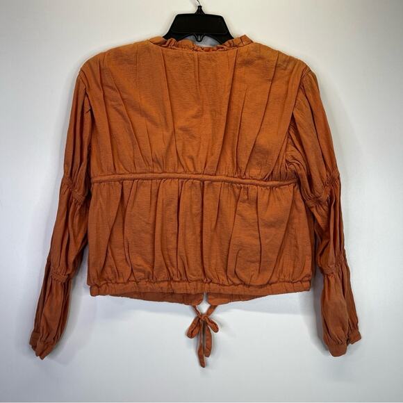 Love, Whit by Whitney Port button front Peasant top orange - L - Picture 9 of 12